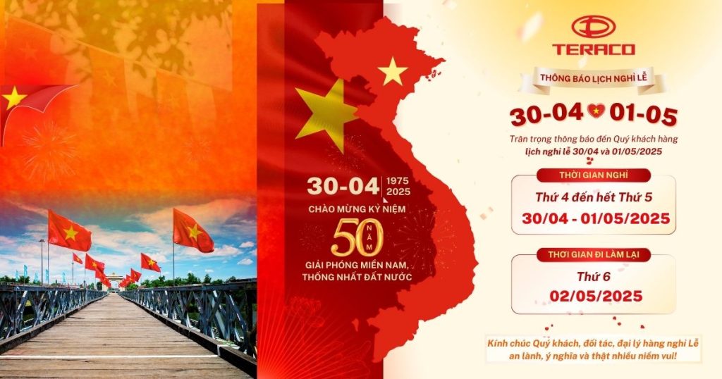 Teraco Bình Lợi Thông Báo Lịch Nghir Lễ 30/04-01/05