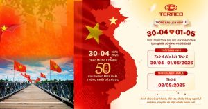 Teraco Bình Lợi Thông Báo Lịch Nghir Lễ 30/04-01/05